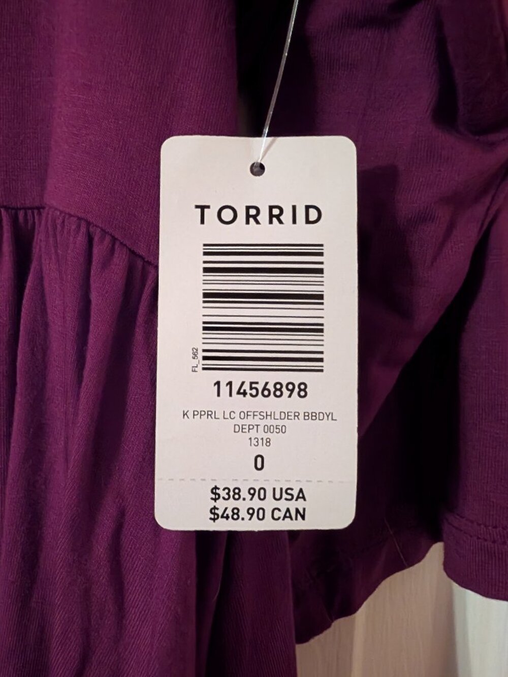Torrid Off shoulder Baby doll Top ~ 0/L - Picture 3 of 3